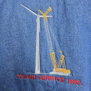 Vintage Red Cap Denim Crane Service Bomber Jacket Men’s Small Zip 100% Cotton